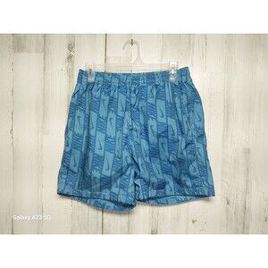 Nike Men's Medium Blue Swim Shorts Mesh Lined All Over Print